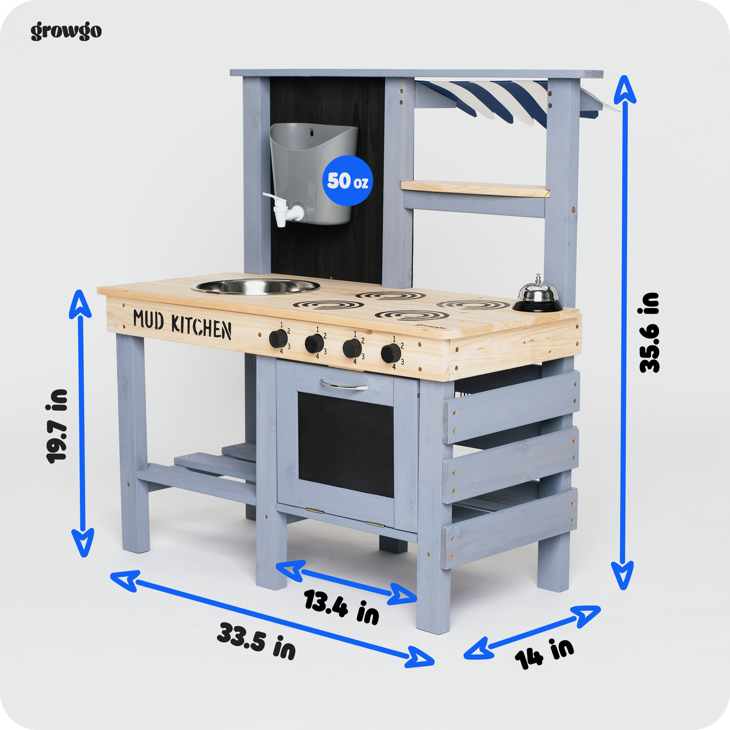 2 in 1 Wooden Outdoor Mud Kitchen & Grocery Store Pretend Play