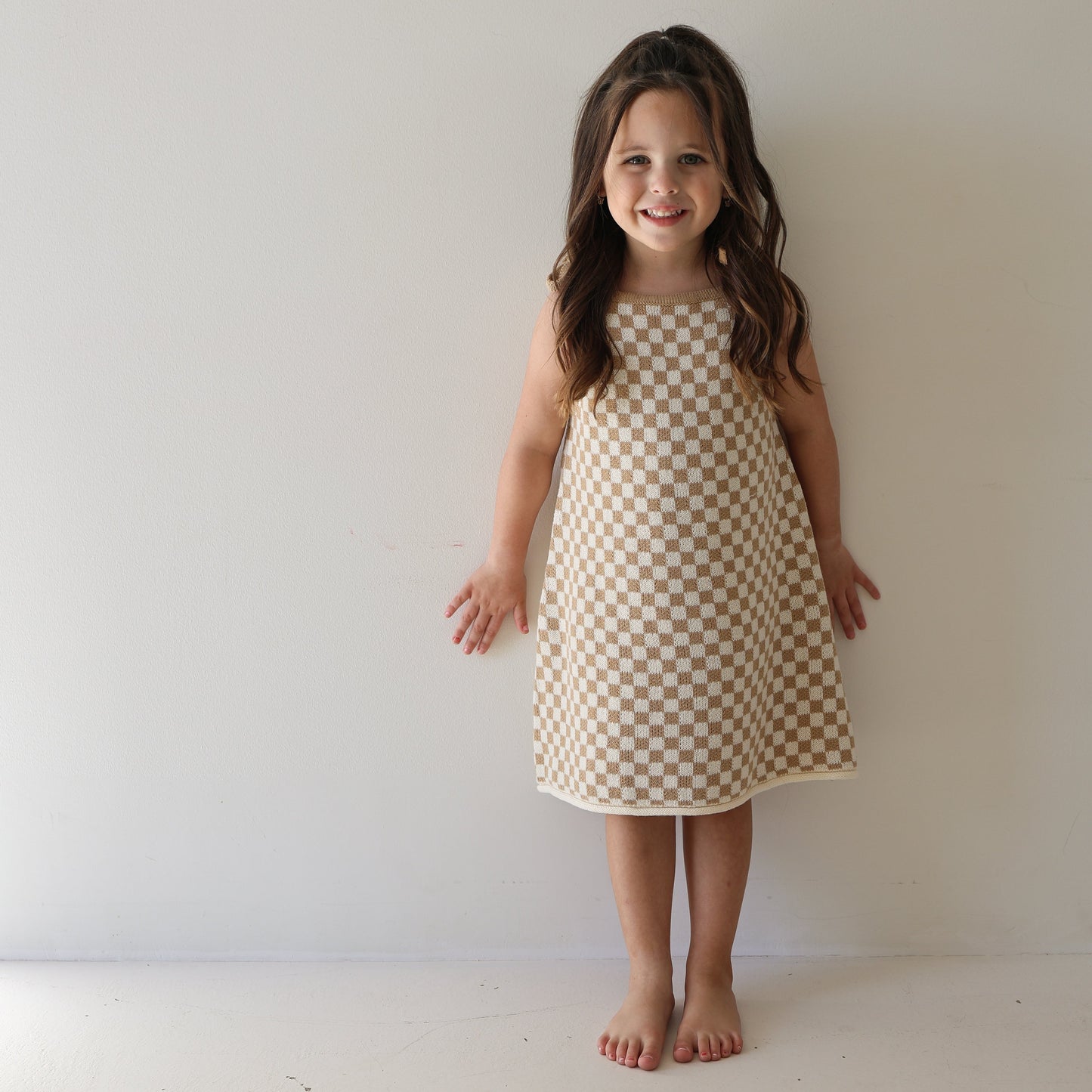 Knit Dress | Latte Check