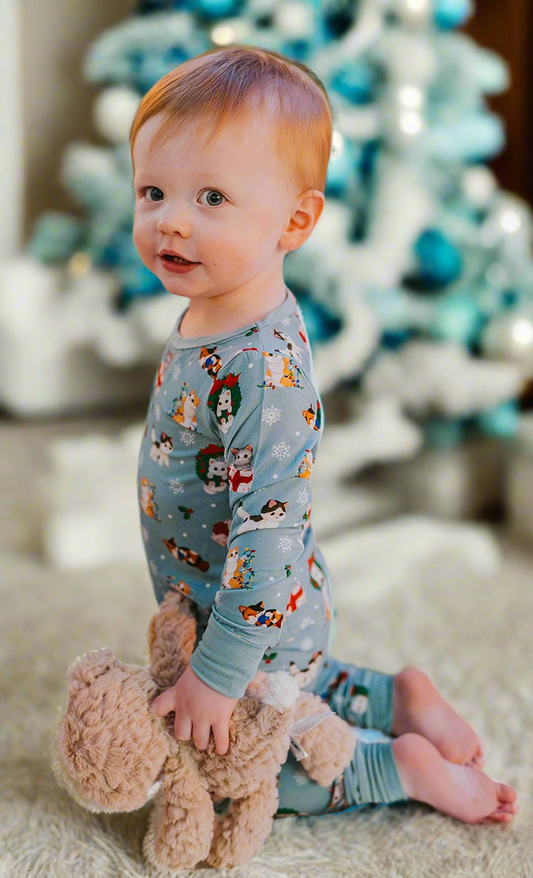 Whisker Wonderland Christmas Kittens Two Piece Bamboo Pajama Set