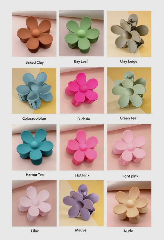 Oversized matte flower hair claw clips