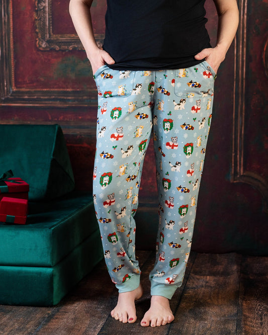 Whisker Wonderland Vintage Kittens Adult Bamboo Joggers Pajamas