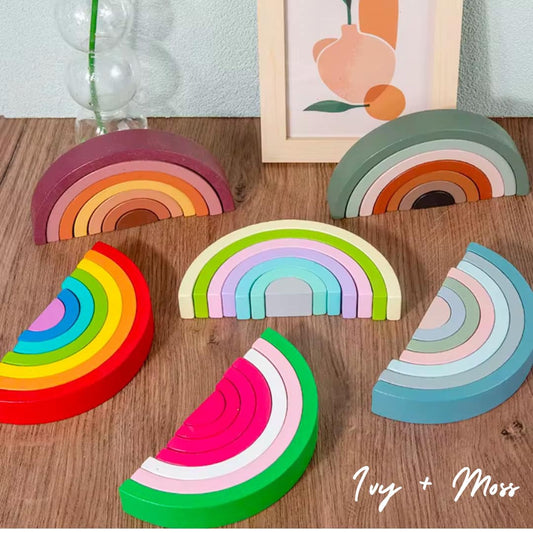 Wooden Rainbow Stackers | Multiple Color Options