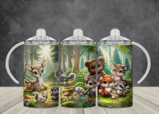 Forest Friends | 12oz stainless steel kids sippy | convertible big kid cup
