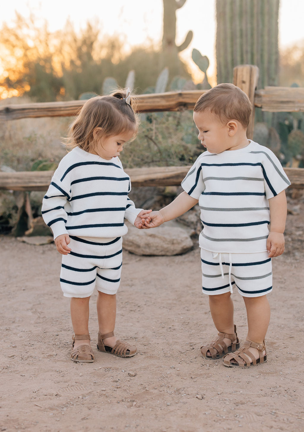 Sage + Navy Stripe Knit Short Set