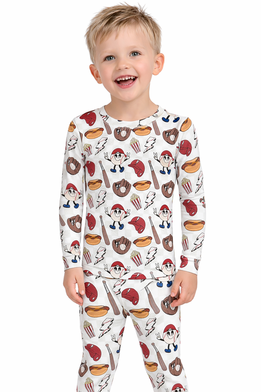 Bamboo Two Piece Pajama Set, Baseball