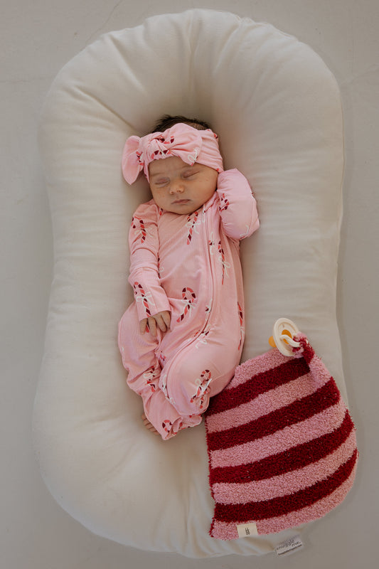 Bamboo Head Wrap | Pink Candy Cane