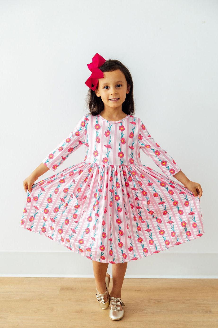 Daisy Chain 3/4 Sleeve Pocket Twirl Dress