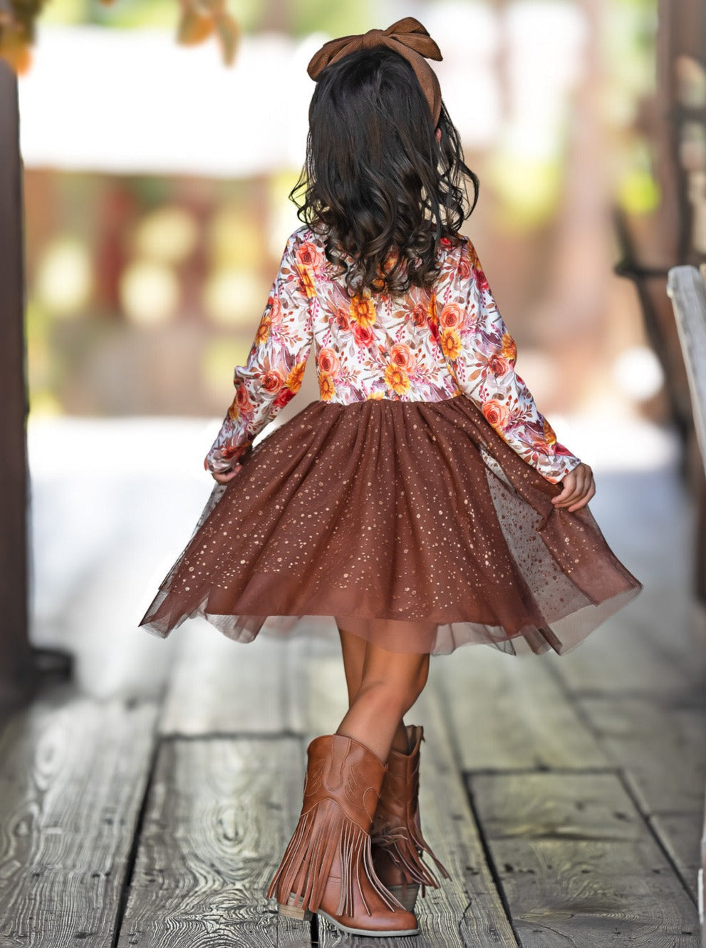 Autumn Floral Glitter Tutu Dress