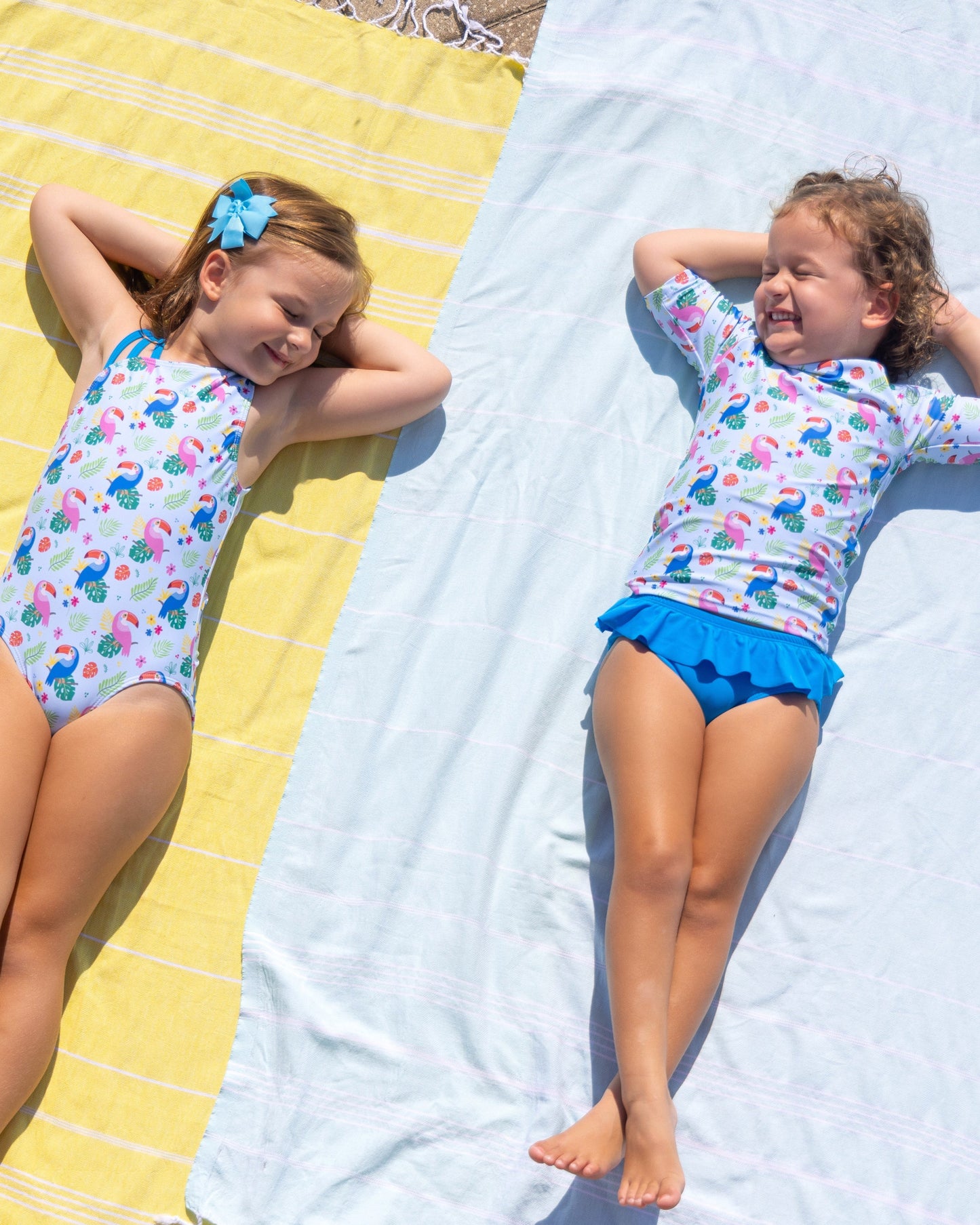 Too Cute Toucans Girls Asymmetric One Piece with Straps