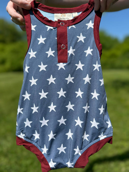 Navy Stars Henley Bamboo Romper