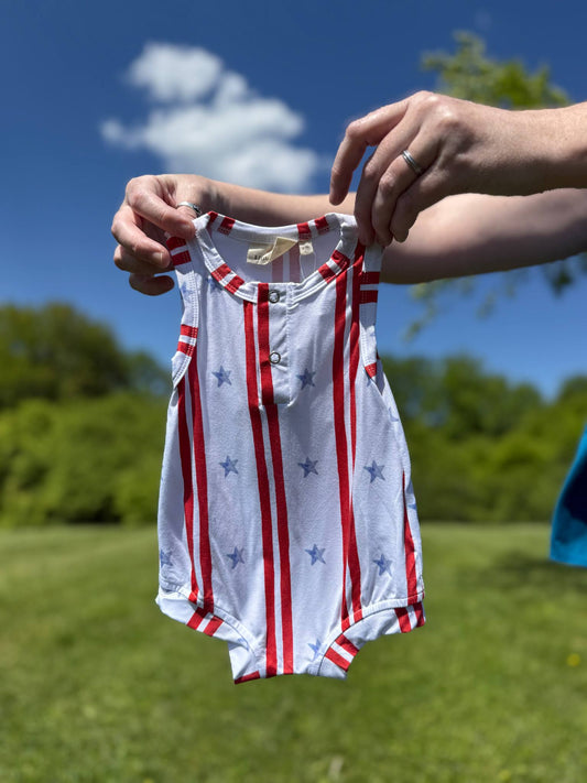 Stars & Stripes Henley Bamboo Romper