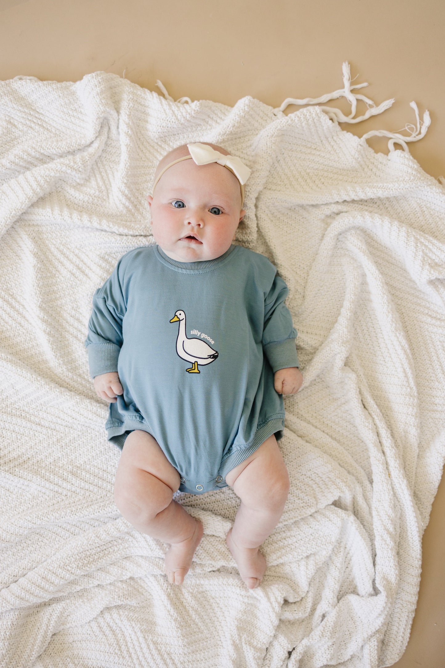 Silly Goose Bamboo Baby Romper - teal or blue