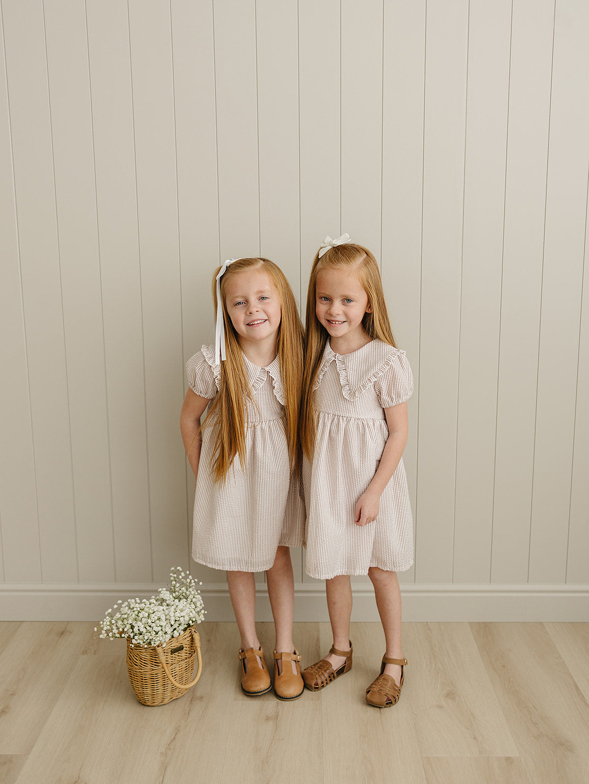 Taupe Stripe Peter Pan Collar Dress