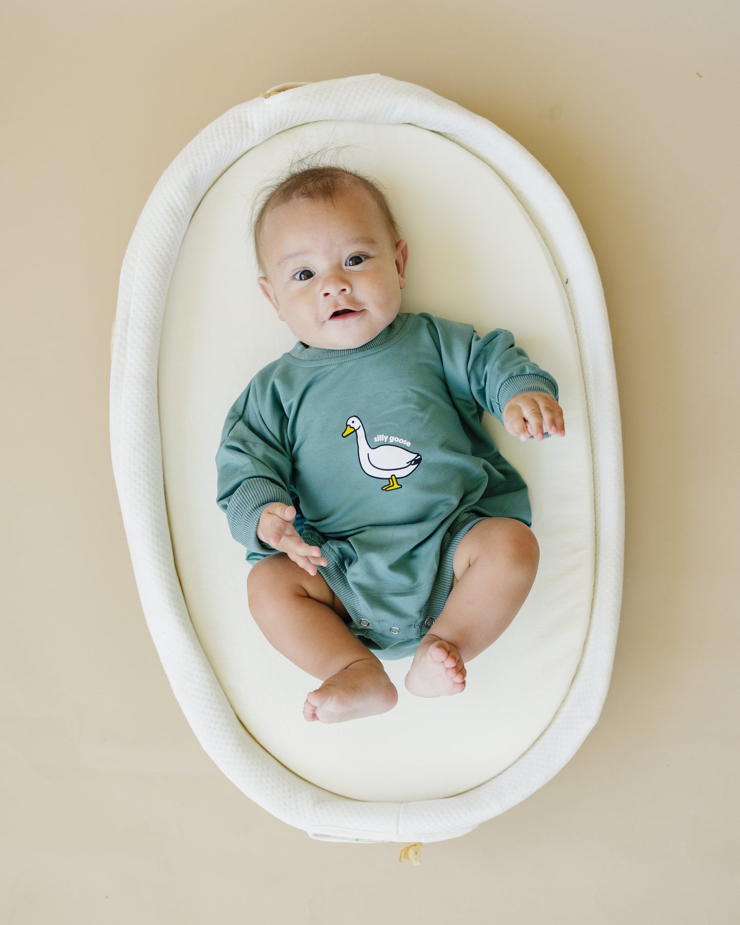 Silly Goose Bamboo Baby Romper - teal or blue