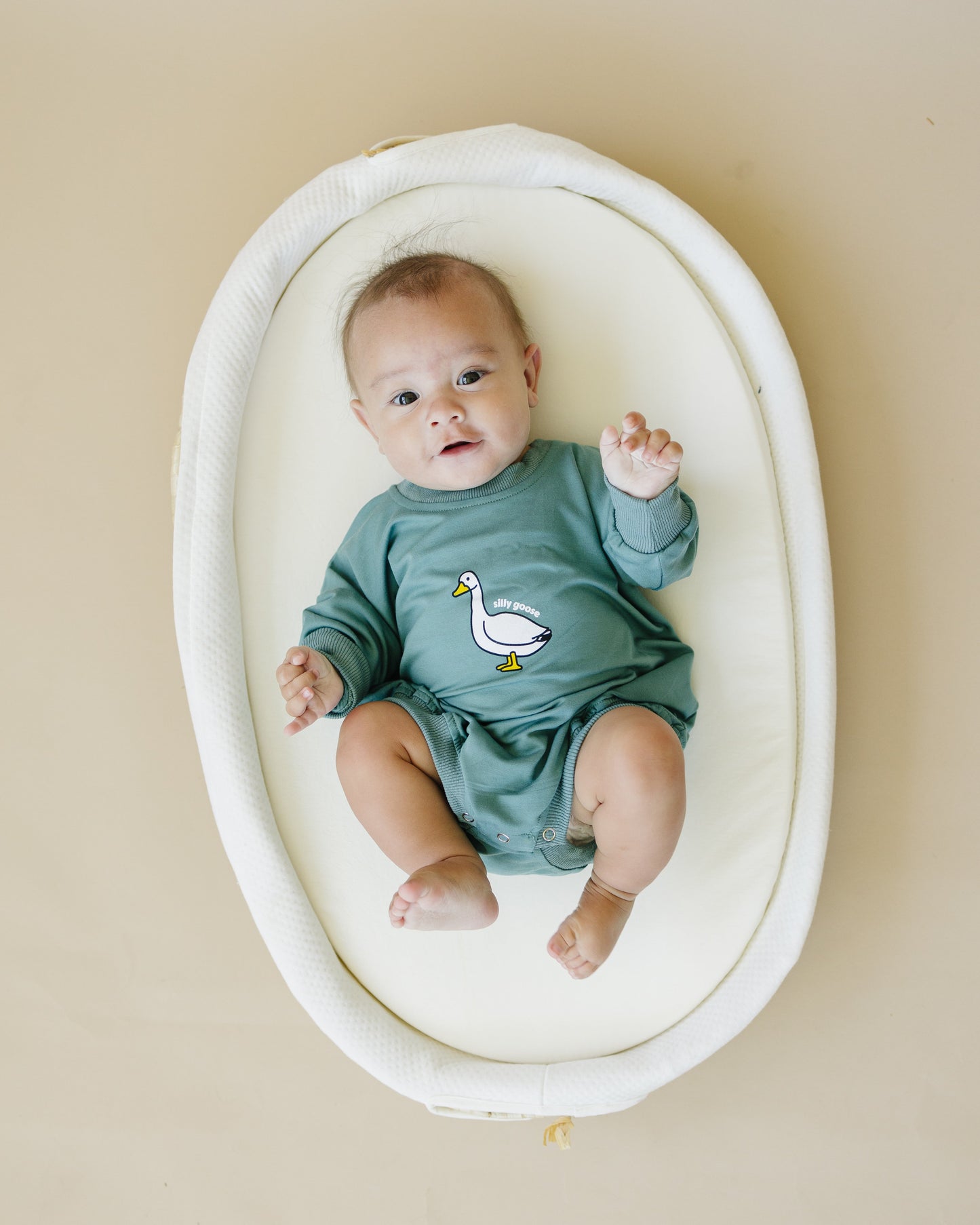 Silly Goose Bamboo Baby Romper - teal or blue