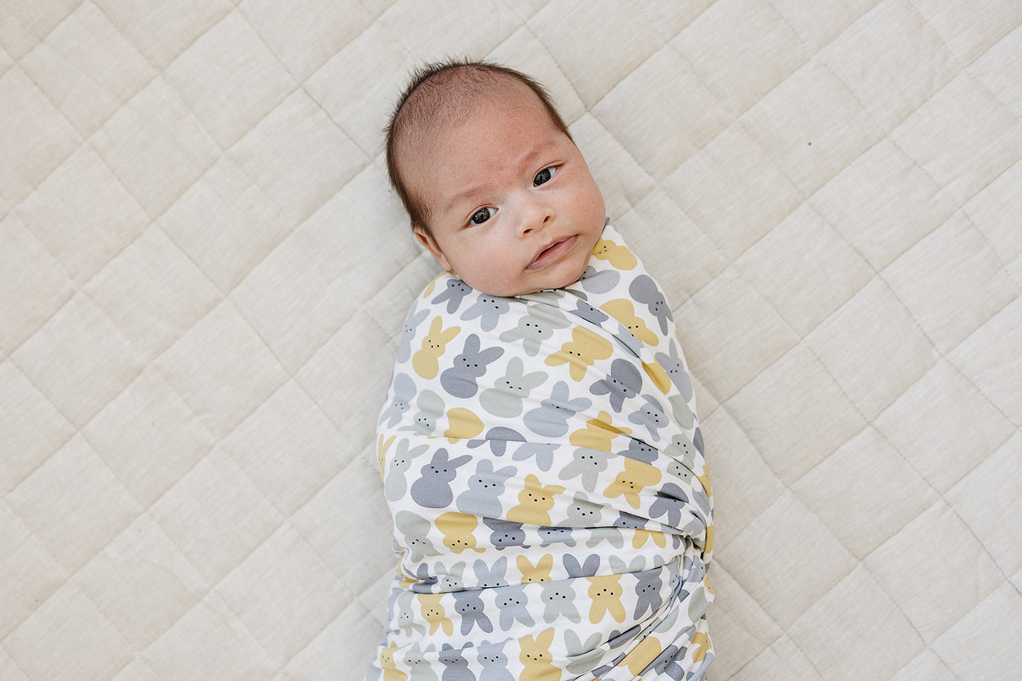 Dusty Blue Bunny Bamboo Stretch Swaddle