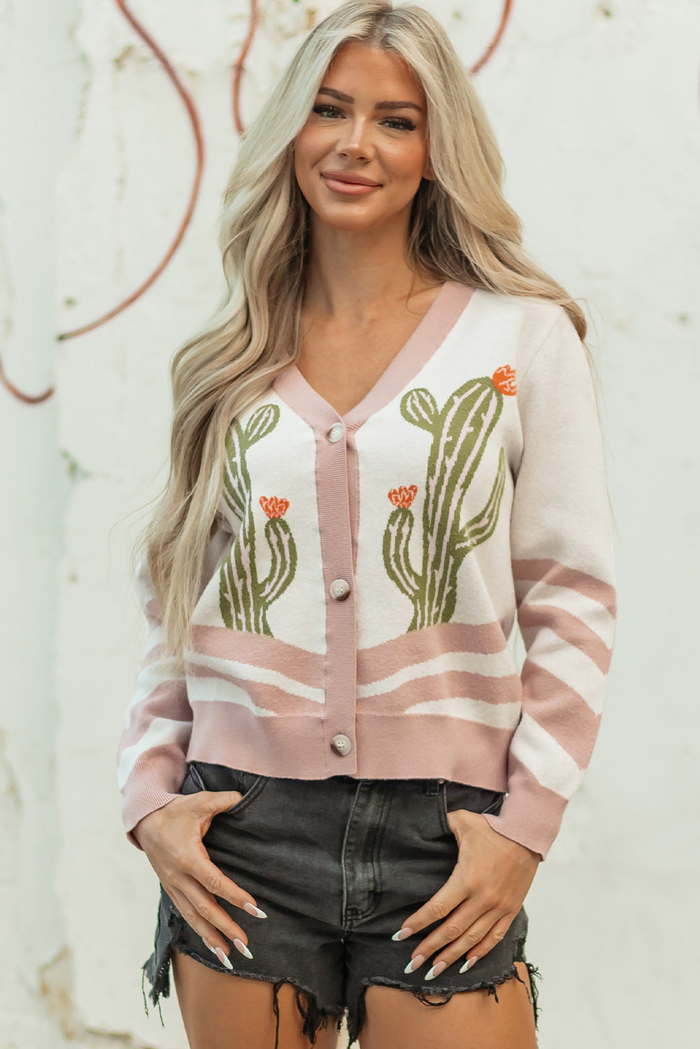 Paulina Desert Cactus Front Sweater