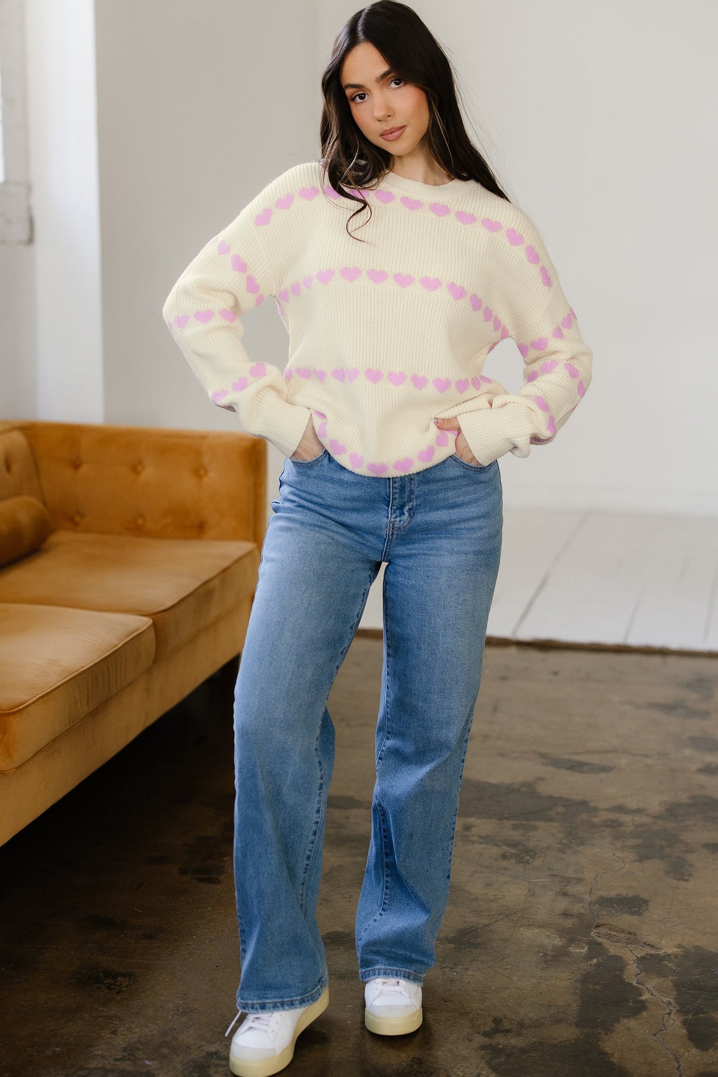 Navy Valentine Ribbed Knit Sweater