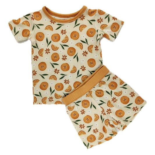 Orange Blossom Bamboo Shorts Set