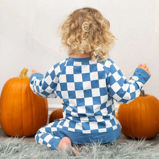 Checker Moody Blue Crew Neck Jogger Set
