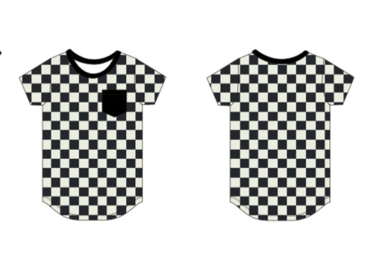 Checkered pocket tee- Jett Black