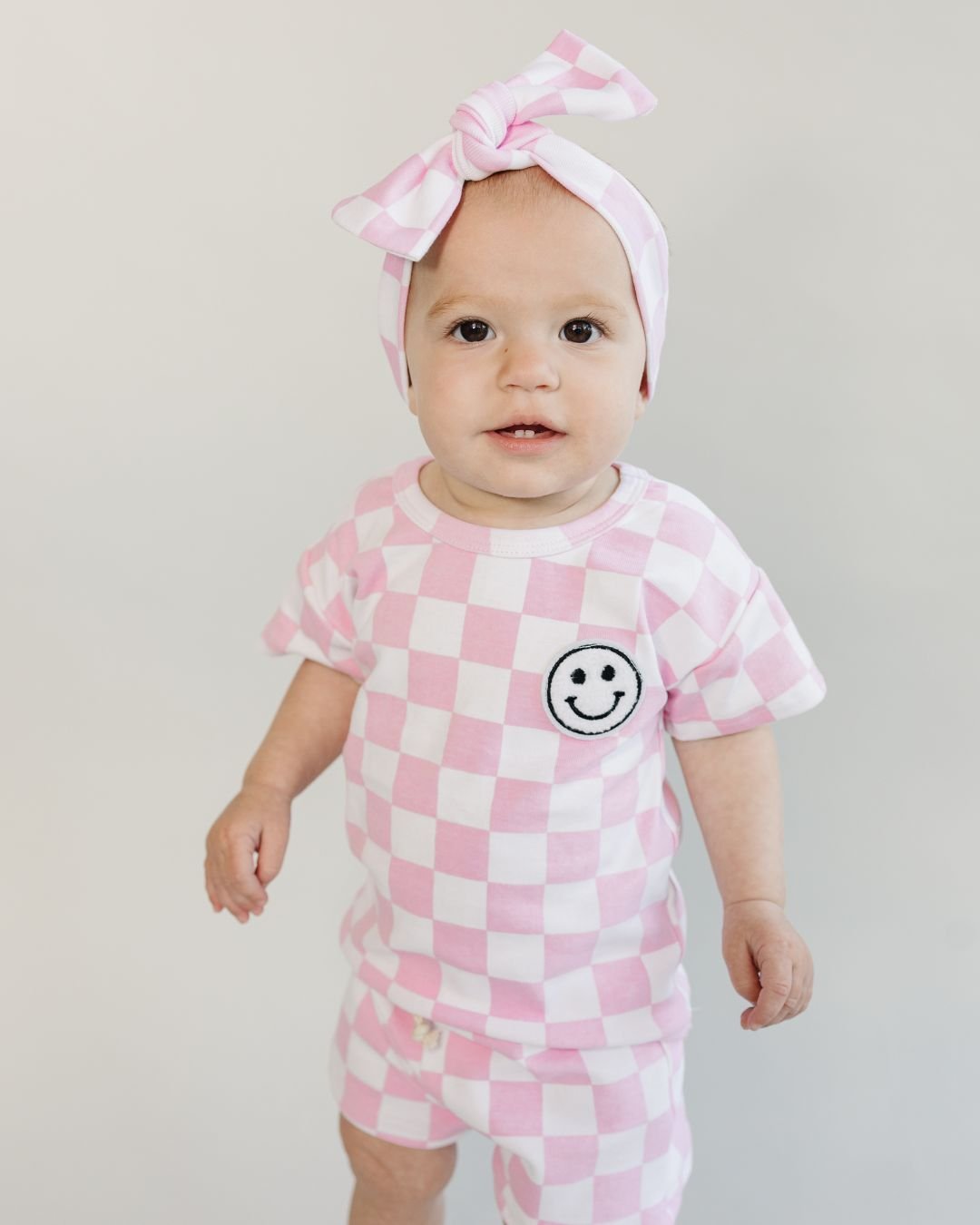 Checkered Shorts Set | Pink