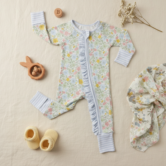 Bamboo blossom ruffle zippie