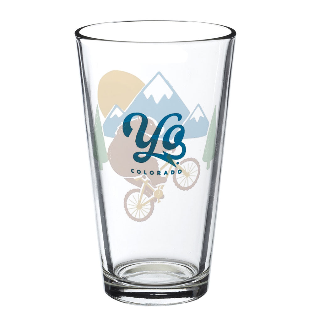 Wheelie Bear Pint Glass