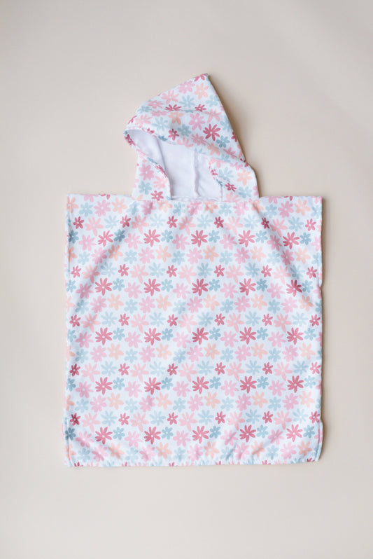 White Daisy Kids Beach Towel Poncho - Boho Baby Toddler Girls - Hooded Beach Towel - Microfiber Bath Towel -  FloralKids Toddler Neutral
