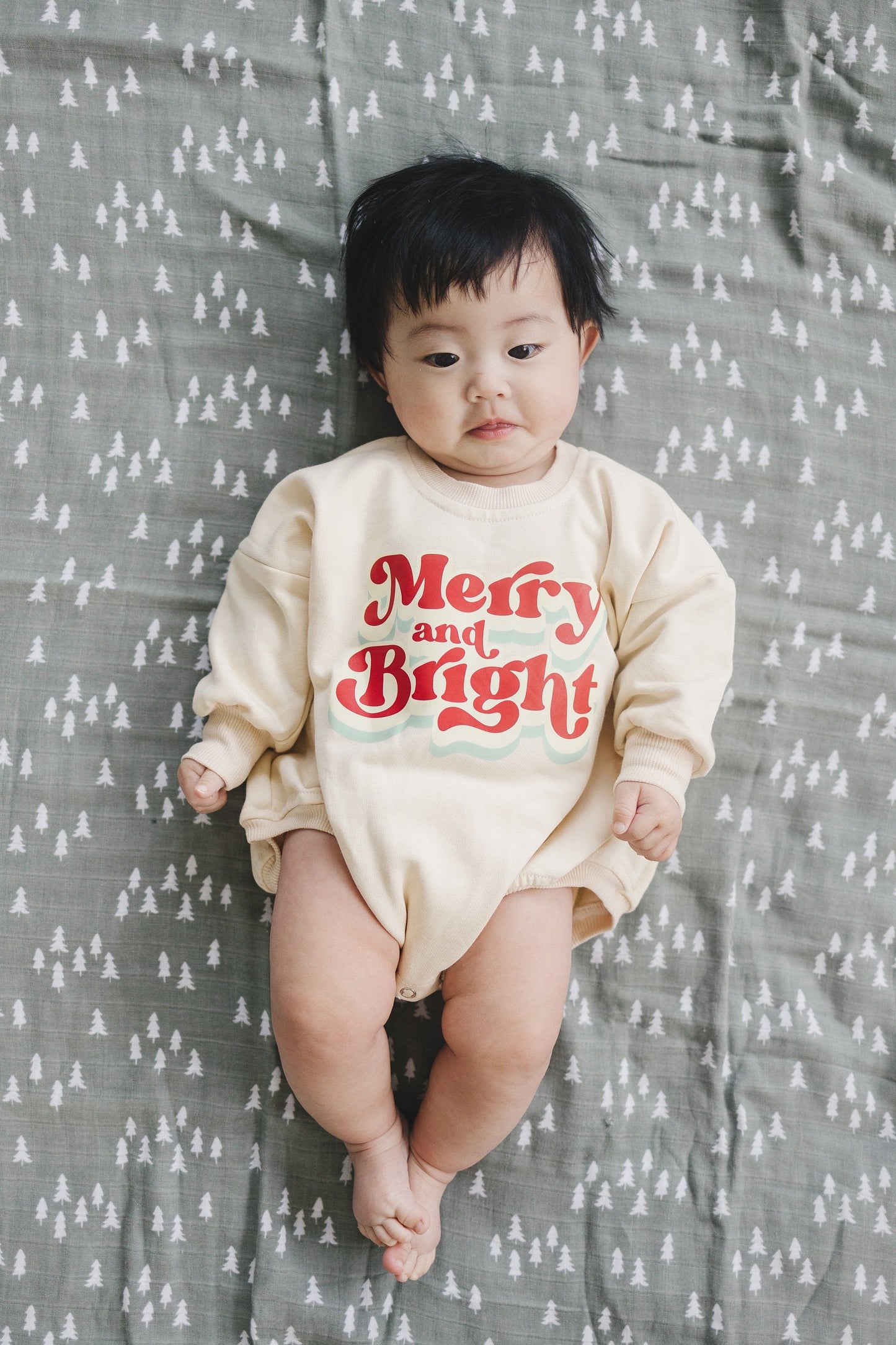 Merry and Bright Christmas Sweatshirt Romper