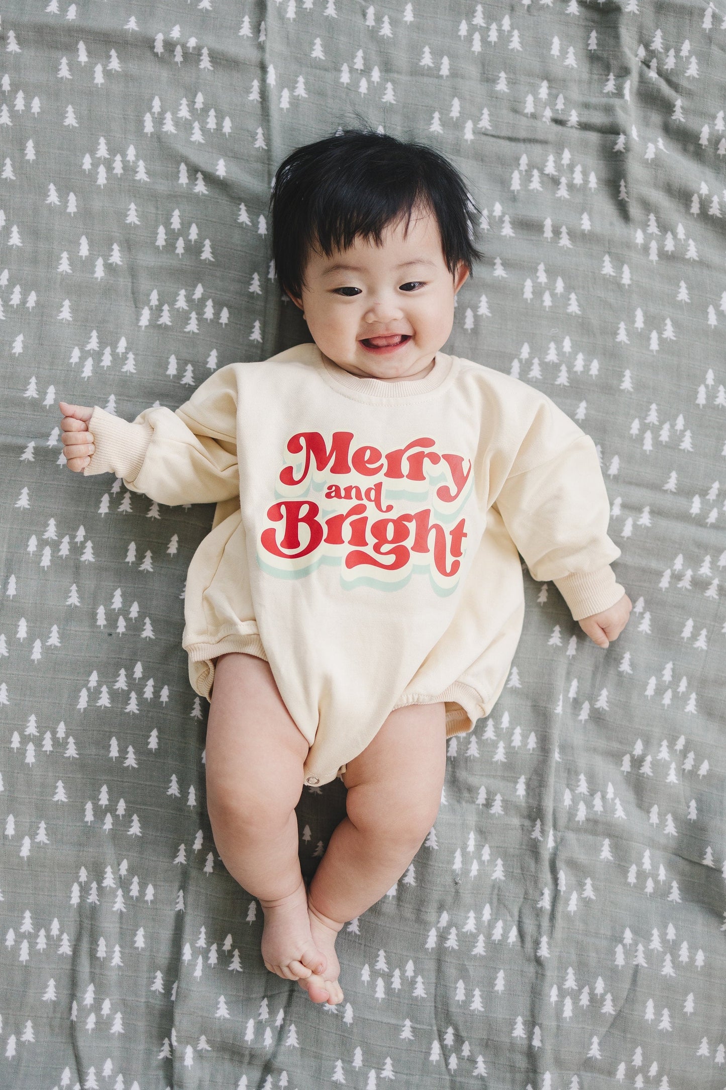 Merry and Bright Christmas Sweatshirt Romper