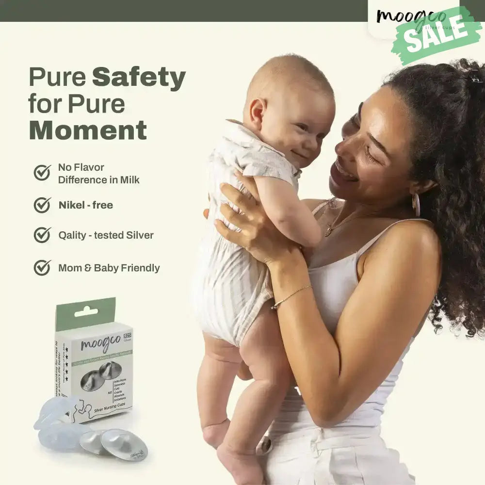 MOOGCO Silver Nursing Cups 925k Silver - Protect Against Sore Breasts And Nipple Irritation