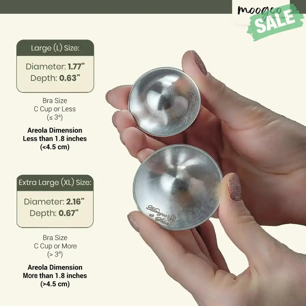MOOGCO Silver Nursing Cups 925k Silver - Protect Against Sore Breasts And Nipple Irritation