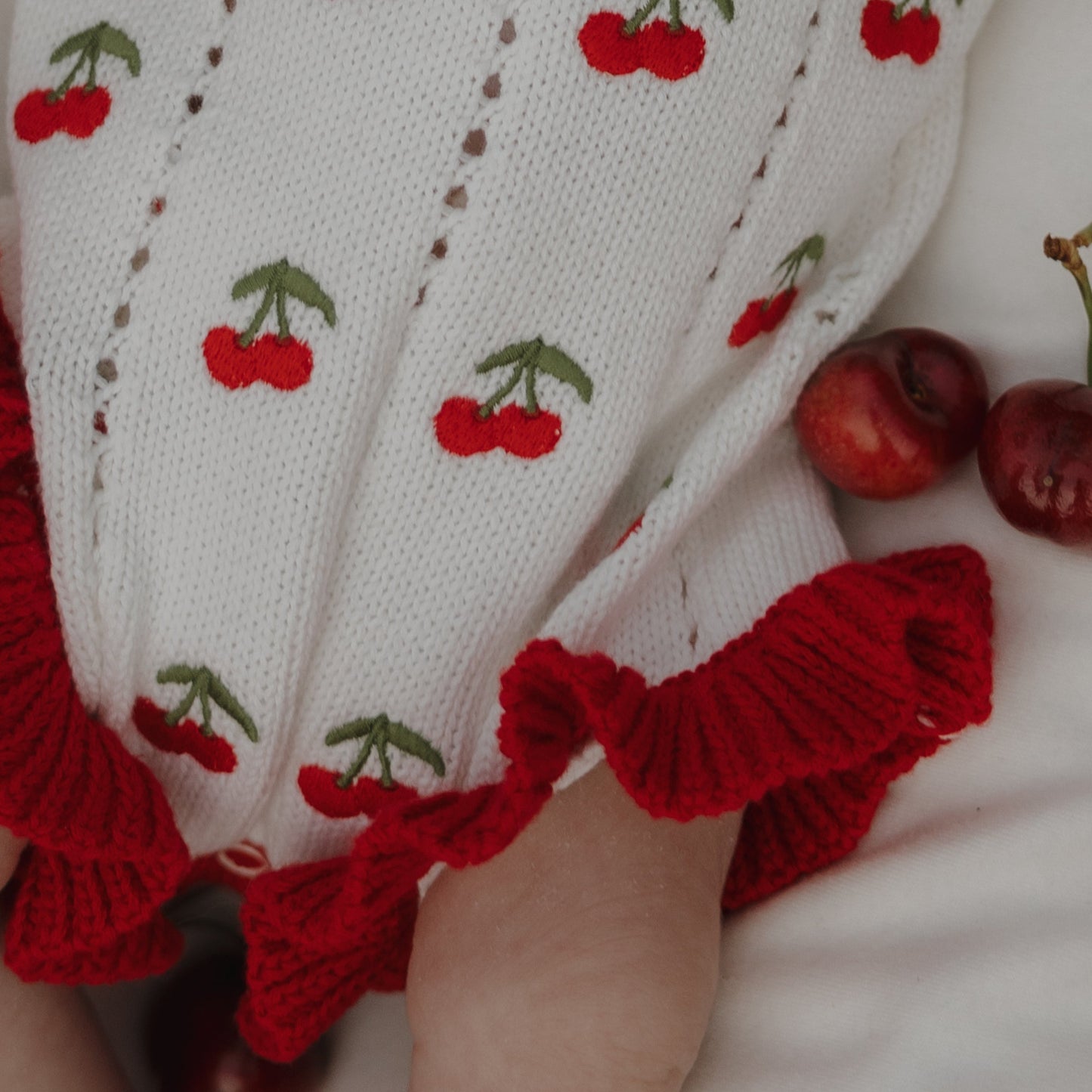 Knit Ruffle Romper | Cherry