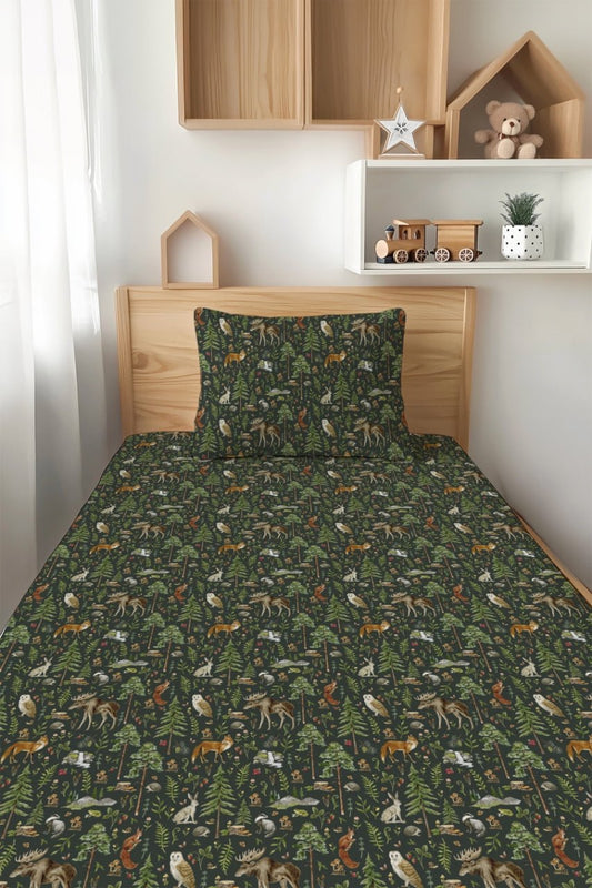 Wood You Be My Friend Twin Fitted Sheet and Pillowcase Set